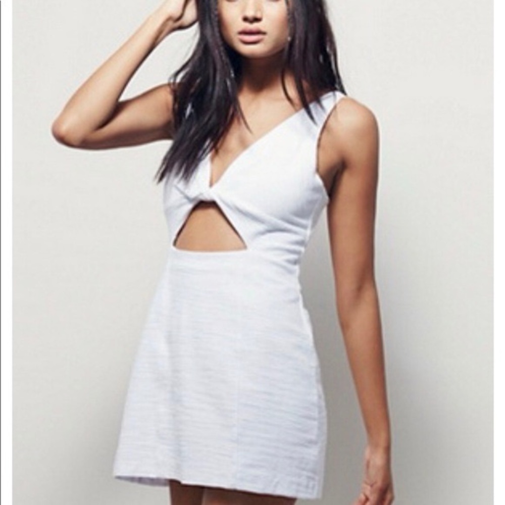 Free People White Sheath Mini Dress Plunge Neckline